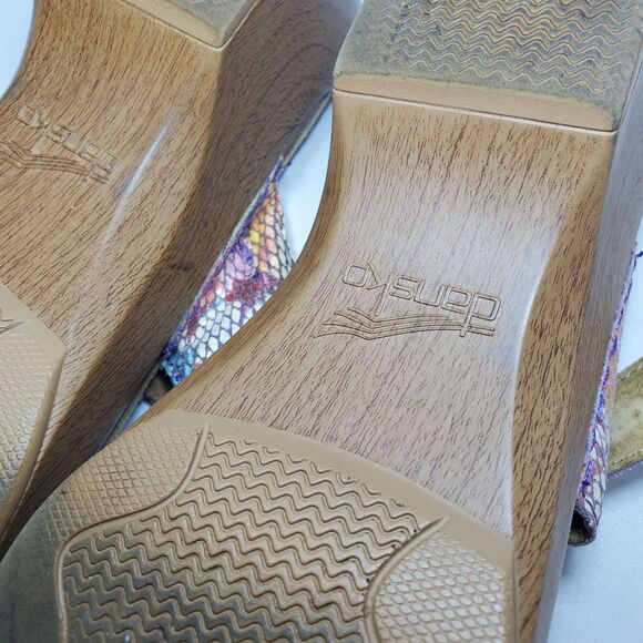 Dansko Sophie 9 EU40 Colorful Slip On Sandals Mosaic Snakeskin Embossed Leather - Picture 11 of 11